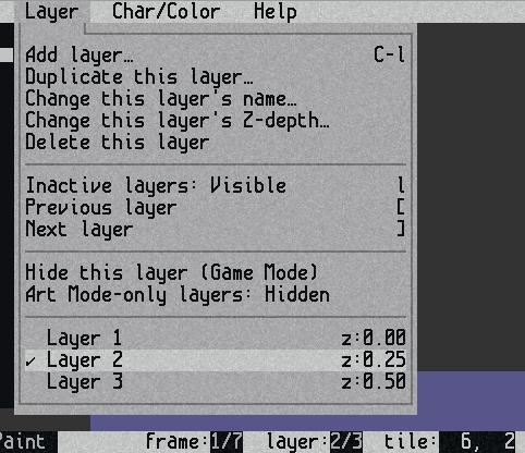 image of layer menu and status bar